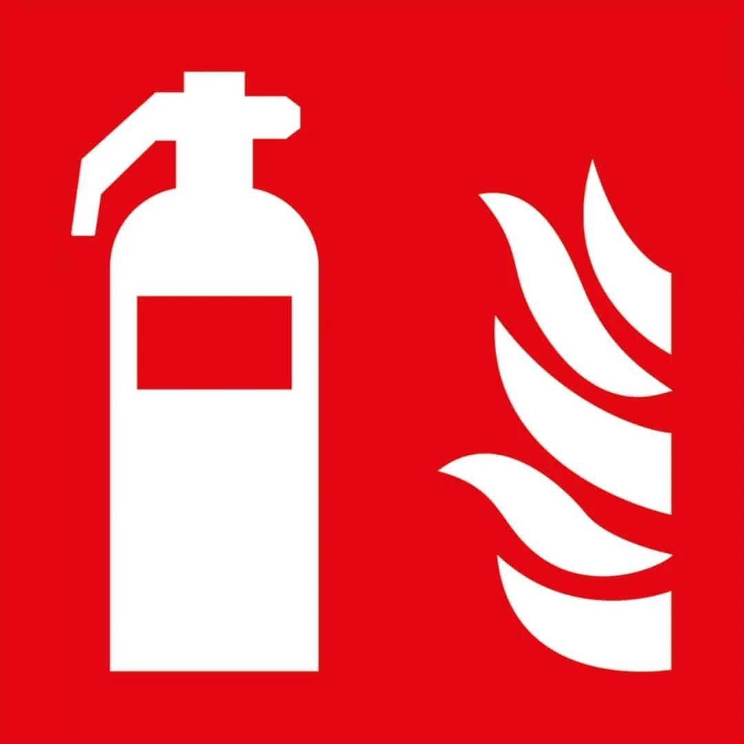 Rotes Brandschutzzeichen Feuerlöscher