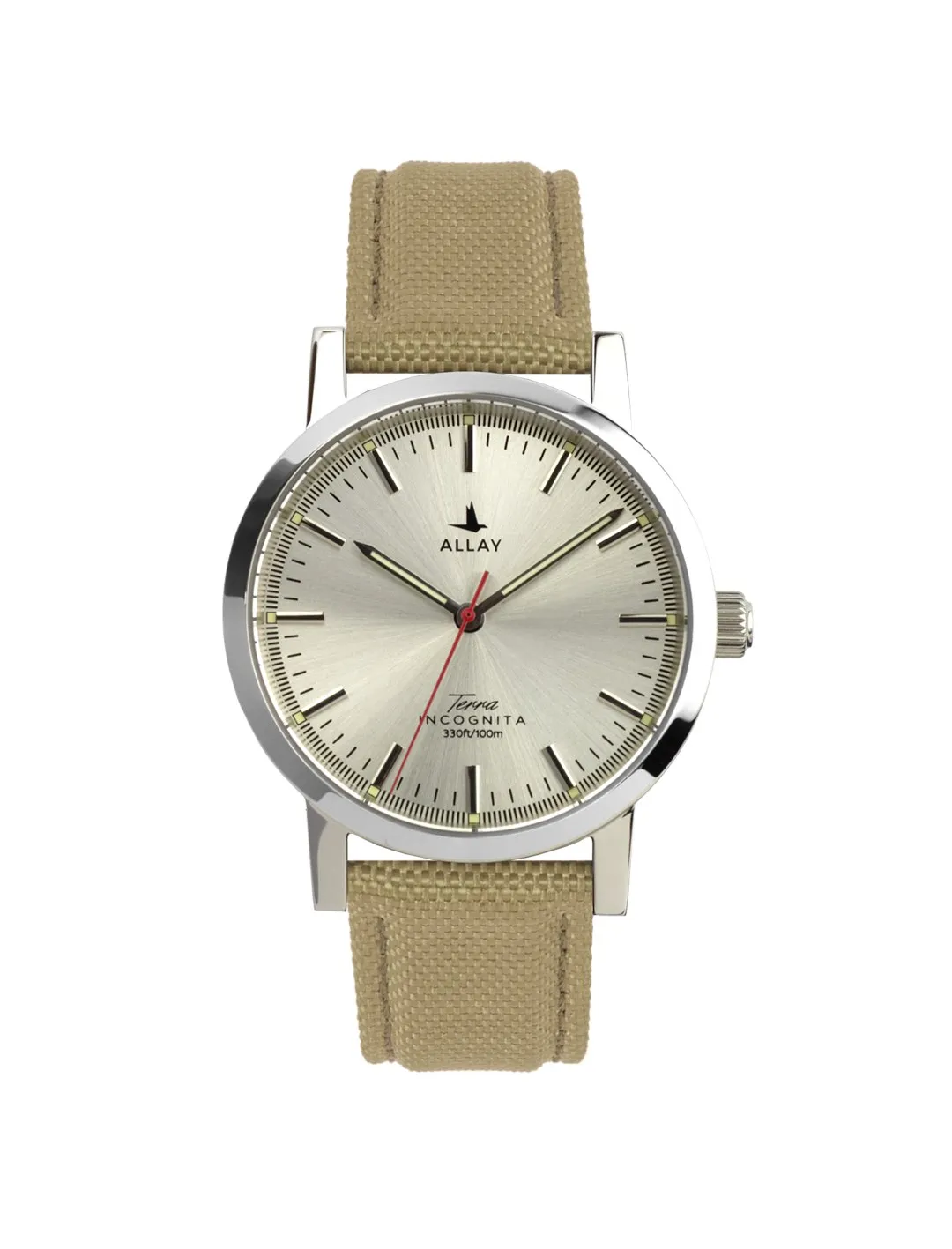 Terra Incognita Mark I in Stahl mit khakifarbenem Armband