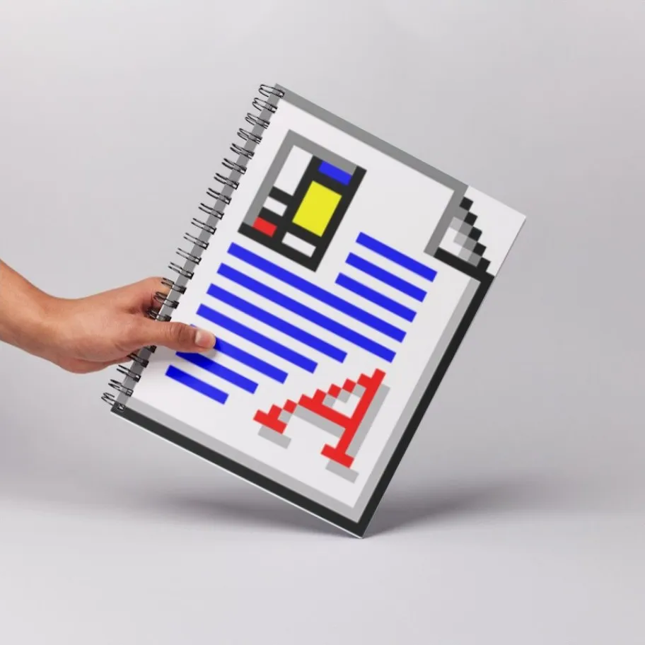 Hand holding a notebook shaped like a document icon